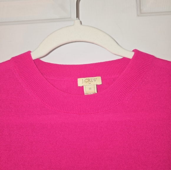 J. Crew Hot Pink Merino Wool Crew Blend Neck Women's Sweater - Picture 3 of 9